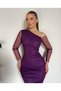 New Season One Shoulder Detailed Special Design Women Tulle Dress 583124 - 2