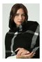 Warm Thick Winter Soft Textured Tassels Shoulder Wrap Long Puffy Black Plaid Shawl Scarf 175X70Cm - 6