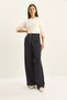 Women's Navy Blue Gold Button Detailed Pleated High Waist Palazzo Trousers 60282038 - 5