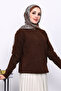 Brown Crew Neck Angora Soft Knit Sweater