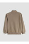 Brown Zippered Stand Collar Men's Sweatshirt - 6