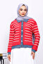 Fuchsia Buttoned Denim Detailed Knitwear Cardigan