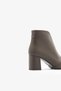 Brown Genuine Leather Pointed Toe Side Zipper Thick Heeled Women's Boots - 6