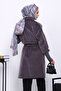 Smoked Waist Belted Double Pocket Angora Coat - 4