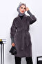 Smoked Waist Belted Double Pocket Angora Coat - 3