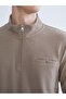 Brown Zippered Stand Collar Men's Sweatshirt - 3