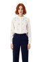 Women's Floral Embroidery Detailed Mock Neck Long Sleeve Cotton Woven Shirt Casual Elegance Quality - 4