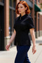 Women's Plus Size Zippered Short Sleeve Woven Shirt Stylish and Comfortable Design Functional Sports