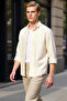 Men's Regular Fit Striped Cotton Viscose Linen Blend Breathable Long Sleeve Shirt Stylish