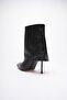 Women's Leather Heeled Boots with Zipper Black Lunessa - 4