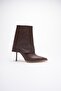 Women's Leather Heeled Boots with Zipper Brown Lunessa - 2