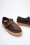 Women's Suede Loafer Shoes with Buckle Brown Corven - 3