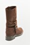 Women's Suede Boots Gusseted Zippered Platinum Buckle Brown Vandira - 3
