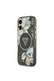 iPhone 17 Case Licensed M-Safeli Glittery Floral Pattern Metal Camera Frame Triangle Logo Black - 2