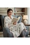 Cream New Year Printed Muslin Tv Blanket / Sofa Throw - 120X170 Cm, Shepherd Stitched