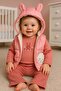 Baby Girl 3-Piece Set with Rabbit Embroidery and Pockets, 100% Cotton. Welsoft Lamb Lining Inside the Coat - 2