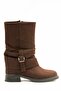 Women's Suede Boots Gusseted Zippered Platinum Buckle Brown Vandira - 4
