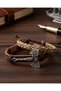 2-Piece Leather Bracelet Axe Design Brown Genuine Leather Bracelet Men's Bracelet - 3