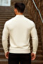 Men's Trend Zippered Long Sleeve Cream Polo Neck Sweater - 5