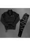 Men's Black Scuba Gray Bottom Top Tracksuit Set