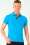 Men's Polo Collar Cotton T-Shirt Dark Turquoise T8582 - 3