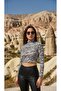 Black and White Zebra Patterned Half Turtleneck Blouse - 3