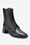Avia Black Skin Genuine Leather Women's Thick Heeled Boots - 3