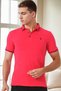 Men's Polo Collar Cotton T-Shirt Fuchsia T9586