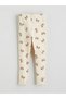 Lcw Baby Beige Crew Neck Bow Printed Baby Girl T-Shirt and Leggings - 7