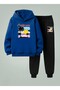 Children's Hooded Set Colorful Palm Ba Printed Thread Shar Fleece-Lined Eatshirt - Tracksuit Set