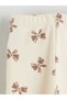 Lcw Baby Beige Crew Neck Bow Printed Baby Girl T-Shirt and Leggings - 6