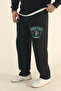 Men's Baggy Boston Letter Print Winter Cotton Wide Leg Sweatpants - 2