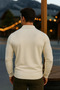 Men's Casual Long Sleeve Cream Polo Neck Sweater - 6