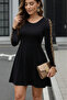   Women's Long Sleeve Crew Neck Sleeves Leopard Detail Two Thread Mini Length Dress