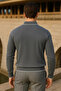 Men's Striped Trend Long Sleeve Smoked Polo Neck Sweater - 6