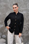 Wooden Buttoned Folding Sleeve Double Pocket 75% Cotton 25% Linen Shirt - 6