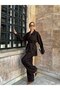 Pocket Detailed Belted Navy Blue Denim Premium Jacket Jean Suit Hijab Clothing Women's Hijab Jeans Suit - 7