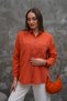 Wooden Buttoned Folding Sleeve Double Pocket 75% Cotton 25% Linen Shirt - 6