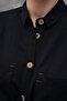 Wooden Buttoned Folding Sleeve Double Pocket 75% Cotton 25% Linen Shirt - 8