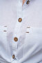 Wooden Buttoned Folding Sleeve Double Pocket 75% Cotton 25% Linen Shirt - 8