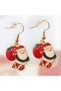 Red Santa Claus Figured Earrings, Gold Enamel Christmas Jewelry, Handmade with Love Kraft Card Gift