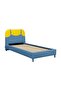 Bello 90x200 Upholstered Kids Bed in Blue & Yellow - Stylish Engineered Wood & Faux Leather - 3
