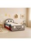 McQueen Car Kids Bed 90x200 - Upholstered Light Grey & Blue/Red, Engineered Wood, 2 Year Warranty