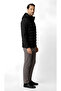 Black Standard Fit Hooded Quilted Body Zippered Hybrid Men's Coat - 2