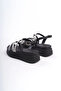 Riley Thin Buckle Stone Stripe Orthopedic Sole Women's Sandals Cst - Black - 5