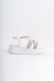Elena Elastic Stone Striped Orthopedic Sole Women's Sandals Cbt - White - 6