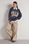 Women's Smoked Embroidered Fleece-Lined Oversized Sweatshirt 30080 - 6