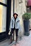 Women's Fur Gray Coat Mlb098 - 2