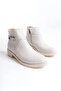Almila Zippered Elastic Orthopedic Sole Heeled Women's Boots Ckt - Cream - 4