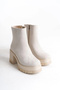 Lisse Zippered Orthopedic Sole Thick Heeled Suede Women's Boots Skt- Cream - 5